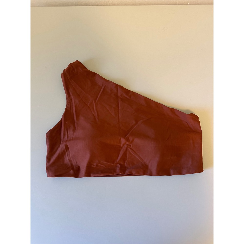 Summersalt The Sidestroke One Shoulder Bikini Top in Terracotta Rust | Size 12